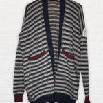 Handmade Open front hand knitted cardigan sweater drop shoulder horizontal stripes Photo 0
