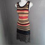 Boston Proper  Vintage Knit Knee Length Beige Black Dress Womens Large Photo 2