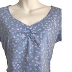 SheIn Ditsy Flowers Ruched Neckline Periwinkle Crop Top Large Lavender Photo 3