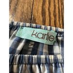 Karlie  Off Shoulder‎ Blue Gingham Top 100% Cotton Embroidered Rose Size Small Photo 4