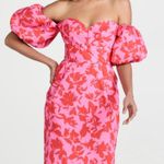 Amur Micaela Sweetheart Printed Midi Dress in Plumeria Pink Abstract Floral Photo 0