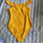 Old Navy NWT  off the shoulder ribbed one piece yellow large swimsuit padded Photo 0