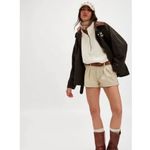 Free People  Off-White Greta Half Zip Cropped Sweater Womens Size L Photo 5