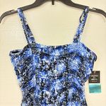 SWIM SOLUTIONS $102 NWT Shirred Snakeskin‎ one piece swimsuit 10 M Blue Size M Photo 6