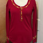 Free People #161  WE THE FREE RAINBOW THERMAL HENLEY TOP SIZE MEDIUM Photo 0