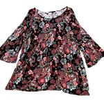 ELLOS tunic top blouse shirt floral bell sleeves flowy soft comfortable 1X 22/24 Photo 0