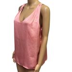 Donna Karan Pink Charmeuse Textured Sleeveless V Neck Lined Blouse Top Medium Photo 2