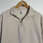 Athleta  Cozy Karma 1/4 Zip Sweatshirt Sweater Women M Beige Athleisure Minimal Photo 3