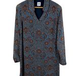 CAbi  Provincial Tunic Dress Small Blue Floral Long Sleeve Boho Fall Office Flowy Photo 2