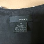 W.O.N.Y Silk Polka Dot V‎ Neck Ruffle Sleeveless Dress Black White 10 Photo 2