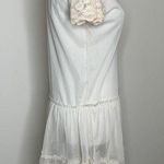 Eyeshadow Mesh Sheer Beige Lace Tiered Ruffle Dress Sz Medium Cottagecore Fairy Photo 4