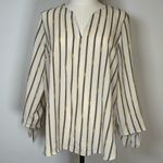 MICHAEL Michael Kors Logo Gold Chain Blouse Cuff With Tie Women’s Size Medium Photo 1