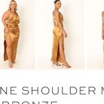 Petal and Pup  NWT $129 Bronze satin one shoulder maxi dress 12 L Photo 6
