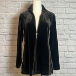 Chico's Black Velvet Zip Jacket Size 0 Open Front Long Sleeve Luxe Soft Stretch Photo 1