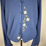 Factoria Perez Cardigan Sweater Womens M 100% Baby Alpaca Blue Embroidered Peru Size M Photo 3