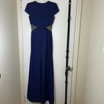 Jill Stuart Jill  blue lace cutout vneck plunge maxi bodycon gown dress size 0 XS Photo 7