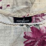 Vintage 90s Maxi Dress Cream Linen Purple Floral Script Print Sleeveless Lace Size undefined Photo 11