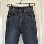 Denim Forum Lola High Rise Skinny Jeans Gray Wash Raw Hem Stretch 26 Black Photo 1