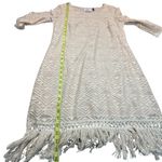 Jody California Dress Womens Large Beige Lace Overlay Midi Fringe Hem USA Made Photo 3