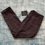 NWT! Just West Art Finish Dark Gray Pink Pinstripe Crop Pants Italian 44 / US 8 Photo 0