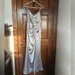 Mac Duggal  Satin Sleeveless Faux Wrap Ruched Gown Photo 3