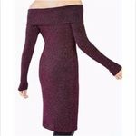 BCBG MAX AZRIA LAURIE OFF THE SHOULDER SWEATER DRESS LARGE METALLIC BURGUNDY Photo 2