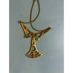 Vintage Necklace Geometric Shape White and Gold Large Geometric Photo 3