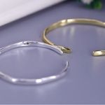 Boutique NEW Hammered‎ White Gold Plated Sterling Silver Skinny Cuff Bracelet, Adjustable Photo 5