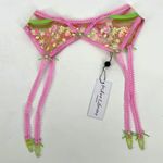 For Love & Lemons Tutti Fruiti Shimmer Pink Green Floral Garter Belt Small NWT Photo 5