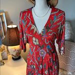 Anthropologie Veronica M. Fire, orange floral printed V-neck wide sleeve wrap mini dress S Photo 1