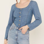 Levi's Blue Denim Blouse Photo 0