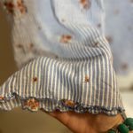 Sundance Blue and White Striped Embroidered Floral Pajama Pants Loose Flowy Boho Size XL Photo 2