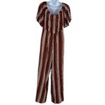 Altar'd State Striped Ruffle Overlay Wide Leg Jumpsuit Romper Medium Photo 29