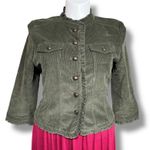 Telluride Clothing Co Womens Corduroy Short Jacket Ruffle Accent Button Close L Green Size L Photo 0
