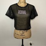 Koral Womens size S Black Terrain Open Mesh Crop Top Logo Active Gym Breathable Photo 10