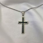 Minimalist Catholic Girl Silver Black Large Cross Pendant Necklace Photo 1