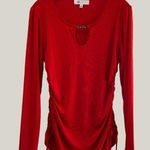 Fever Red Chain Ruched Scoop Neck Long Photo 0