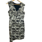 Ann Taylor  Silk Blend Paint Strokes Print Plunge Sheath‎ Midi Dress Size 6 Photo 2