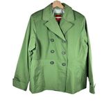 Esprit Womens Raincoat Jacket Size XL Brat Green Double Breasted Travel Photo 0