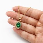 Faux Emerald Stone Necklace Green Photo 1