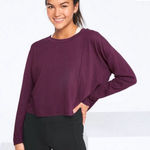 PINK - Victoria's Secret 🆕 NWT PINK Victoria’s Secret Long Sleeve Crop Top Eggplant Deep Purple Plum XS Photo 0