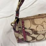 Coach Colette Signature Shoulder Bag Red Brown Leather Jacquard F23072 East West Photo 8