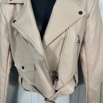 Azalea Wang Women’s Beige Faux Leather Moto Jacket Size Medium NWT Photo 5