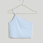 Madewell One Shoulder Crop Tank In Sleekhold Ribbed Peri Blue S NWT Photo 4