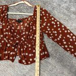 Jolie & Joy Floral Rust Cropped Women's Peasant Milkmaid Style Top Brown Size XL Photo 5