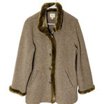 J. JILL Wool Jacket with Faux Fur Trim Brown Size M Photo 0