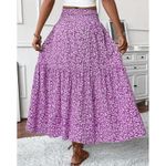 NWT ~ Bohemian Purple & White Floral Calico Boho Pockets Skirt ~ Women's SMALL Photo 2