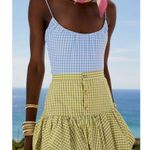 NWT CAROLINE CONSTAS Green White Gingham Checkered Reina Bubble Mini Skirt S Photo 12