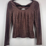 Anthropologie Sunday In Brooklyn Top Women S Brown Sparkle Bow Back Scoop NWT Photo 0