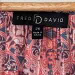Fred David  size 2X pink patterned bohemian peasant blouse tie-neck Photo 4